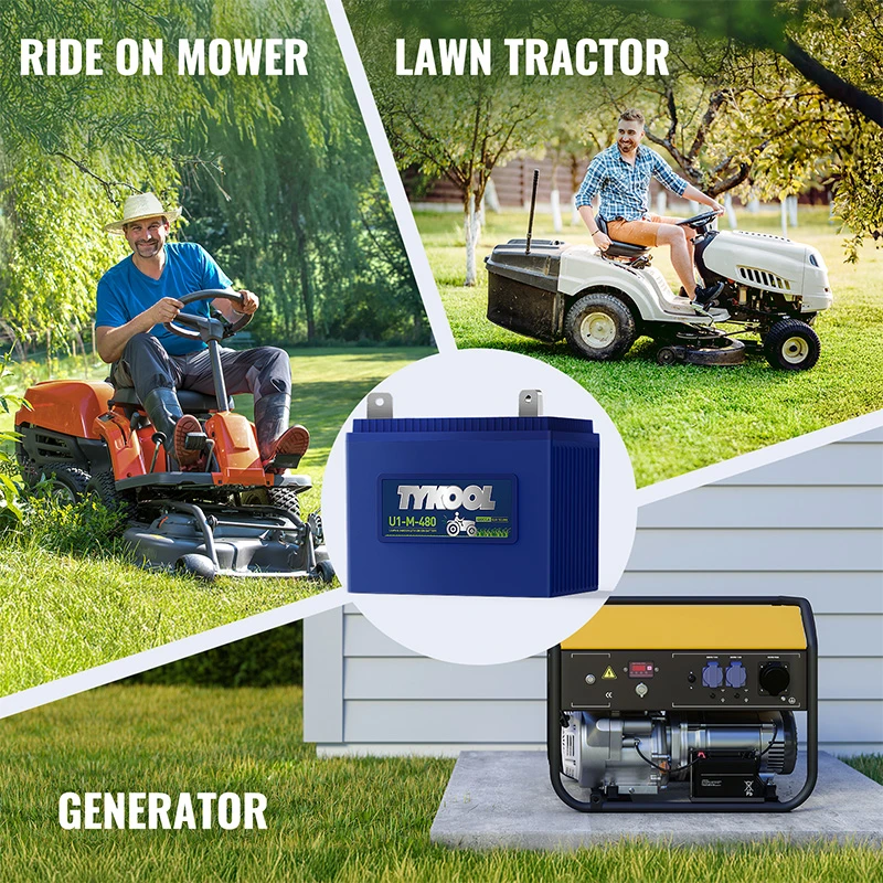 TYKOOL 12Ah 480CCA Group U1 Lithium LiFePO4 Lawn Mower Garden Tractor Battery