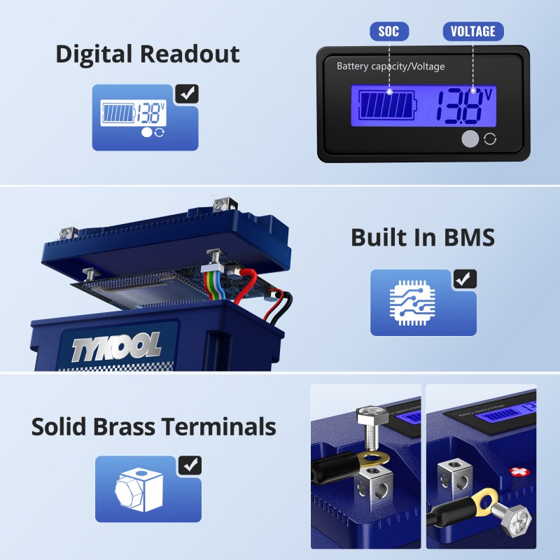 TYKOOL YT7B-BS 12V 4Ah 240CCA Lithium LiFePO4 Motorcycle ATV Battery
