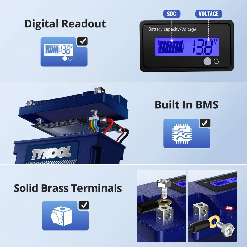 TYKOOL YT7B-BS 12V 4Ah 240CCA Lithium LiFePO4 Motorcycle ATV Battery