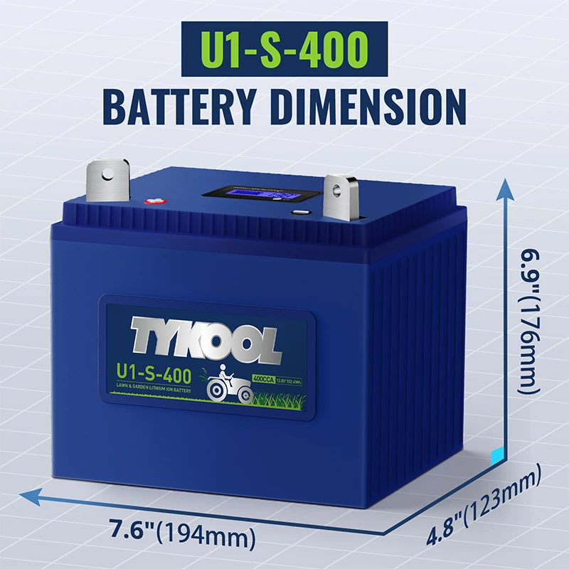 TYKOOL Lithium LiFePO4 Group U1 8Ah 400CCA Lawn Mower Battery